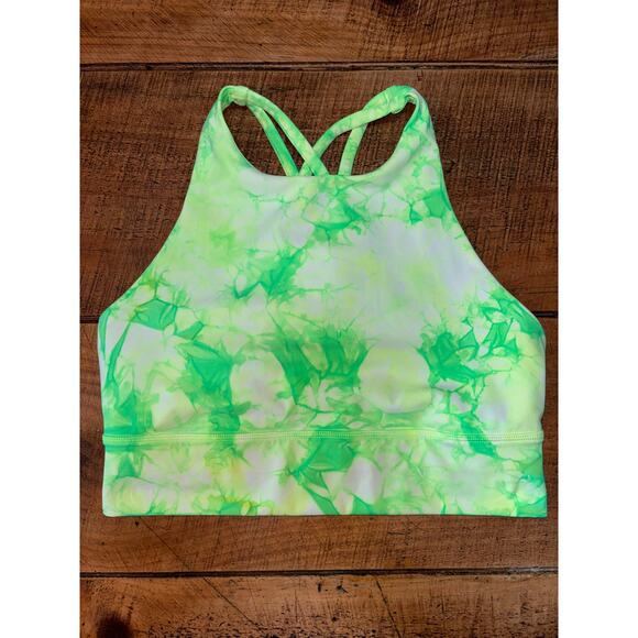 Lululemon Womens Energy Bra Shibori Green Tie Dye Sports Bra Size 8 No Pads - Picture 1 of 5
